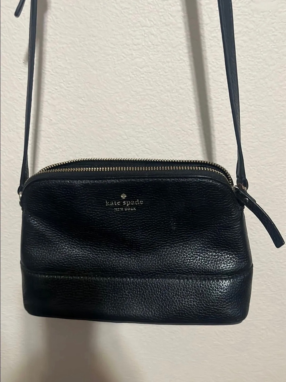 kate spade Black Pebbled Leather Double-Zip Crossbody